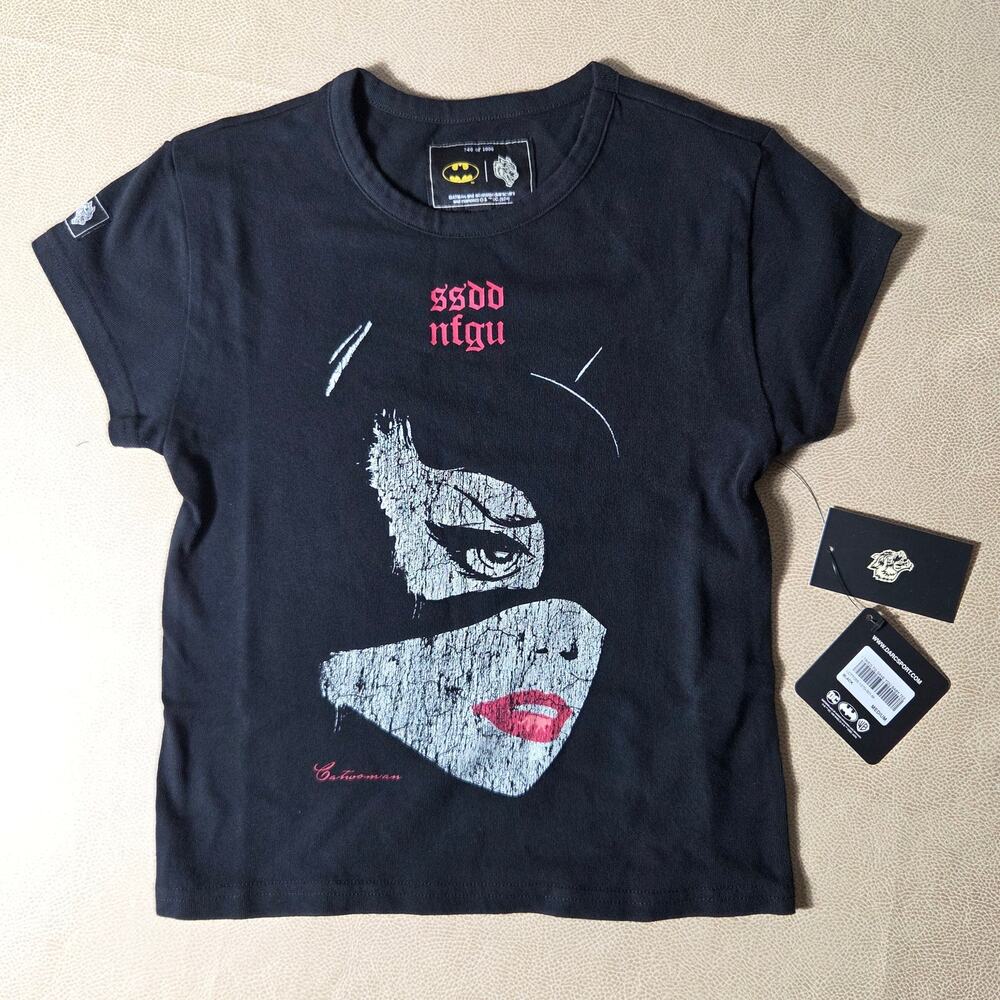 NWT Darc Sport x Batman Catwoman I Tried To Save You Baby Tee Black M